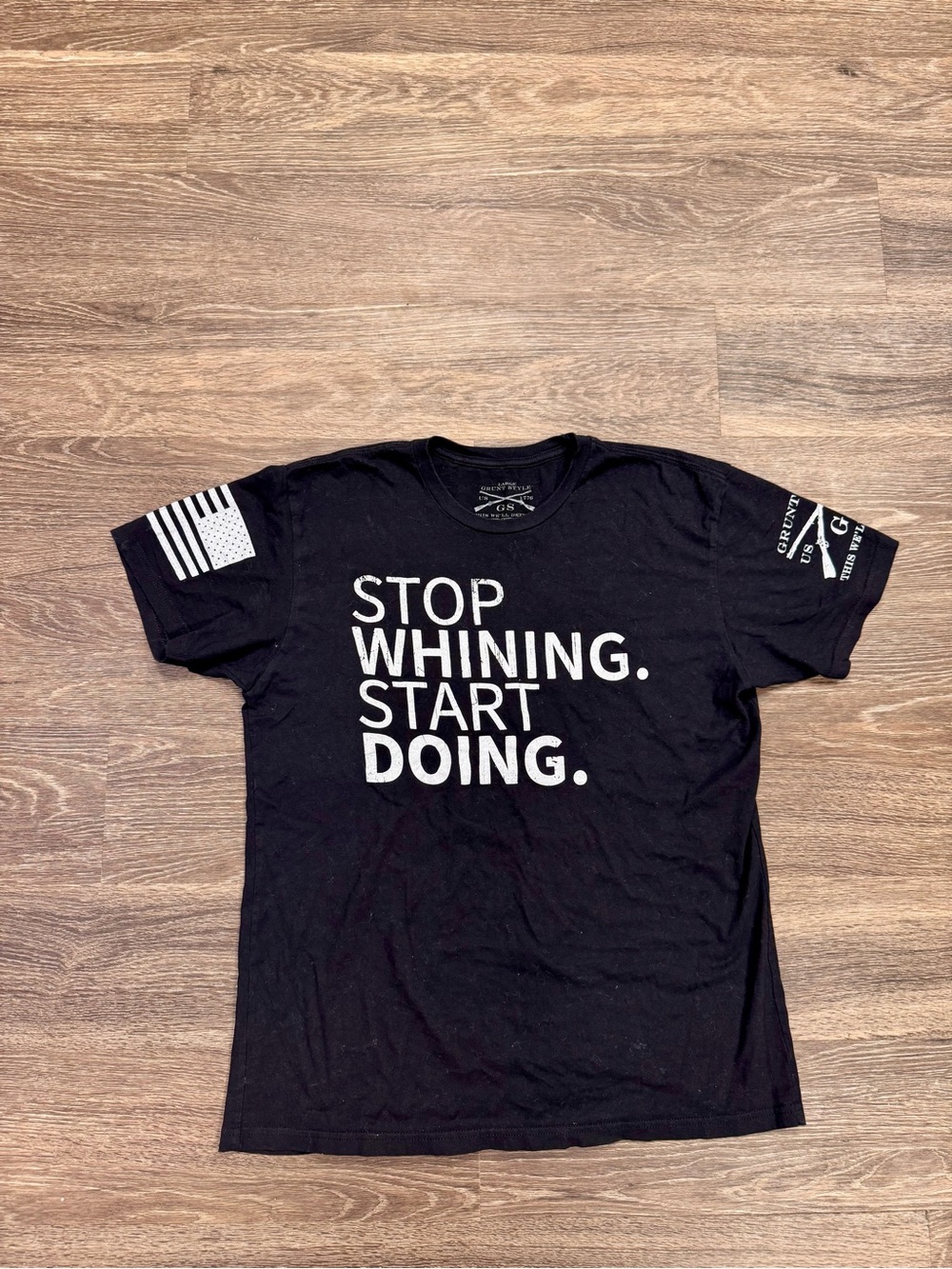 Grunt Style Stop Whining Start Doing Graphic T-Shirt Black Size Large
